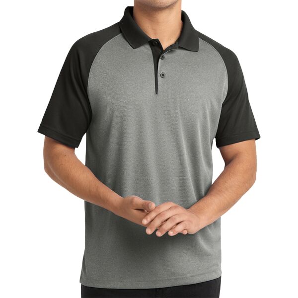 PosiCharge ® RacerMesh ® Raglan Heather Block Polo Thumbnail
